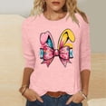 thumbnail image 2 of Camisetas Casuales de las Mujeres Impresas 3/4 Manga Cuello Redondo Blusa, Moda Ligera Superior para el Hogar Y el Uso Diario, Cómoda Imitación de la Tela Del Estante, 2 of 5