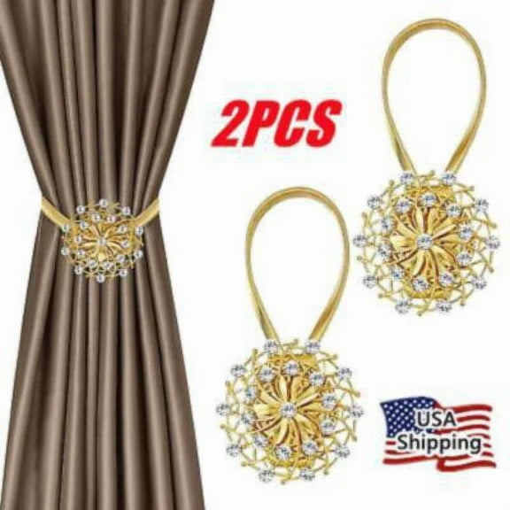2Pcs Magnetic Curtain Tiebacks, Crystal Decor Curtain Ties No Drilling For Home