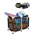 thumbnail image 1 of Yescom Extra Large Mesh Pool Storage Bin Toys Holder, Rolling 6 Wheels, Double Decker Cart, Black, 1 of 9