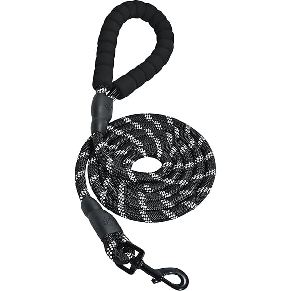 Chenchen Round Dog Leash, Heavy Duty, Durable Rope for Small, Medium, and Large Dogs, Lightweight Design for Walking, Training, and Outdoor Activities, Black, 6 Ft