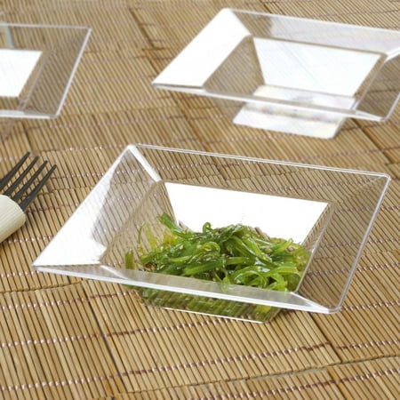 BalsaCircle 10 pcs 5 oz Disposable Square Plastic Dessert Bowls for Wedding Reception Party Buffet Catering