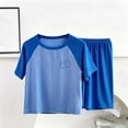 thumbnail image 4 of Amidoa Girls 2 Piece Outfits Summer Clothes Short Sleeve Cute T-Shirt and Casual Shorts Kids Clothing Sets,Blue Size 7, 4 of 5