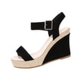 thumbnail image 2 of Samdudou Espadrille Wedge Sandals for Women Open Toe Ankle Strap with Buckle Suede Straps Jute Wrapped Summer Dressy Casual Everyday Footwear Ladies Travel Resort, 2 of 9