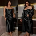 thumbnail image 6 of purcolt Womens Plus Size Silky Satin Robe Set Soft Sleepwear 2 Piece Long Bathrobe with Cami Dress for Bride Bridesmaid Wedding Party, XL-5XL, 6 of 6