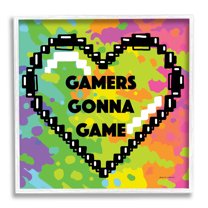 Stupell Industries Gamers Gonna Game Phrase Beauty & Fashion Painting White Framed Art Print Wall Art, 12 x 12