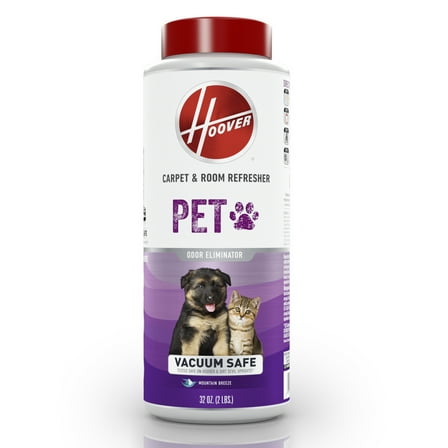 Hoover Carpet & Room Refresher Pet Carpet Powder, Mountain Breeze Scent, for Carpet and Upholstery, Vacuum Safe, Eliminates Pet Odors, AH31211, 32 oz.