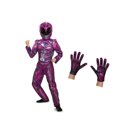Girls Pink Ranger Movie Costume and Gloves Set