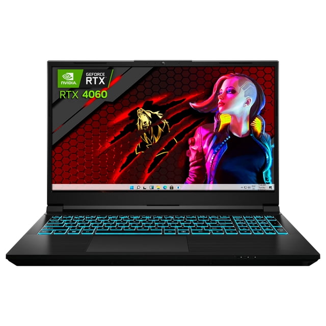 laptop gamer xpg xenia 15g geforce rtx4060 intel core i7 13700h 1tb m.2 16gb 15.6'' full hd — XPG negro con pantalla 15.6" Full HD mostrando arte de videojuego, teclado con retroiluminación azul, chasis delgado y biseles estrechos, indicador de puertos frontales; también apta para edición de contenido en movilidad.