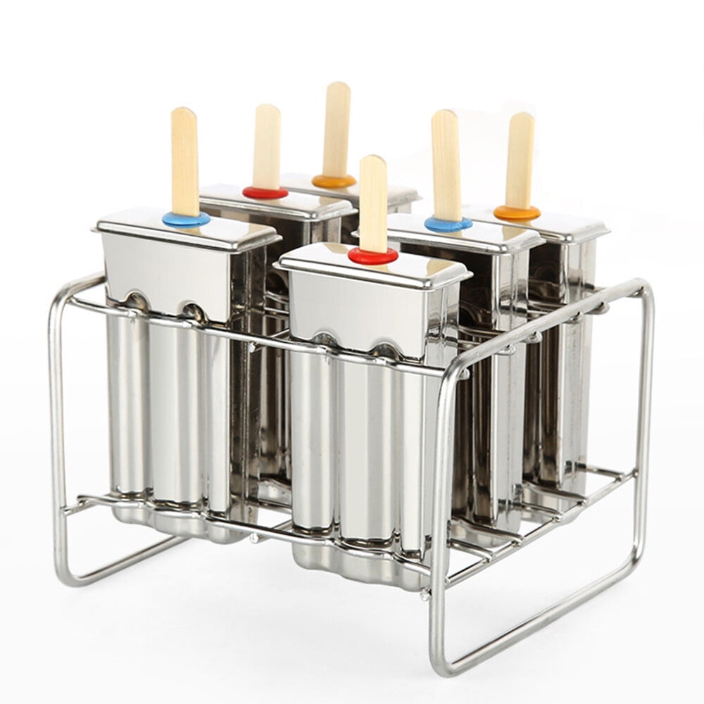 PEAKORA6pcs DIY Ice Cream Makers Stainless Steel Mold Kit Stick Holder Home