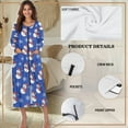 thumbnail image 6 of Yuyamidu Snowman Long Sleeve Bathrobe for Women Size L Snowflake Zipper Front Robe Blue Dressing Gown Christmas Bath Spa Robes Ladies Mid-Calf Length Bath Gown, 6 of 7