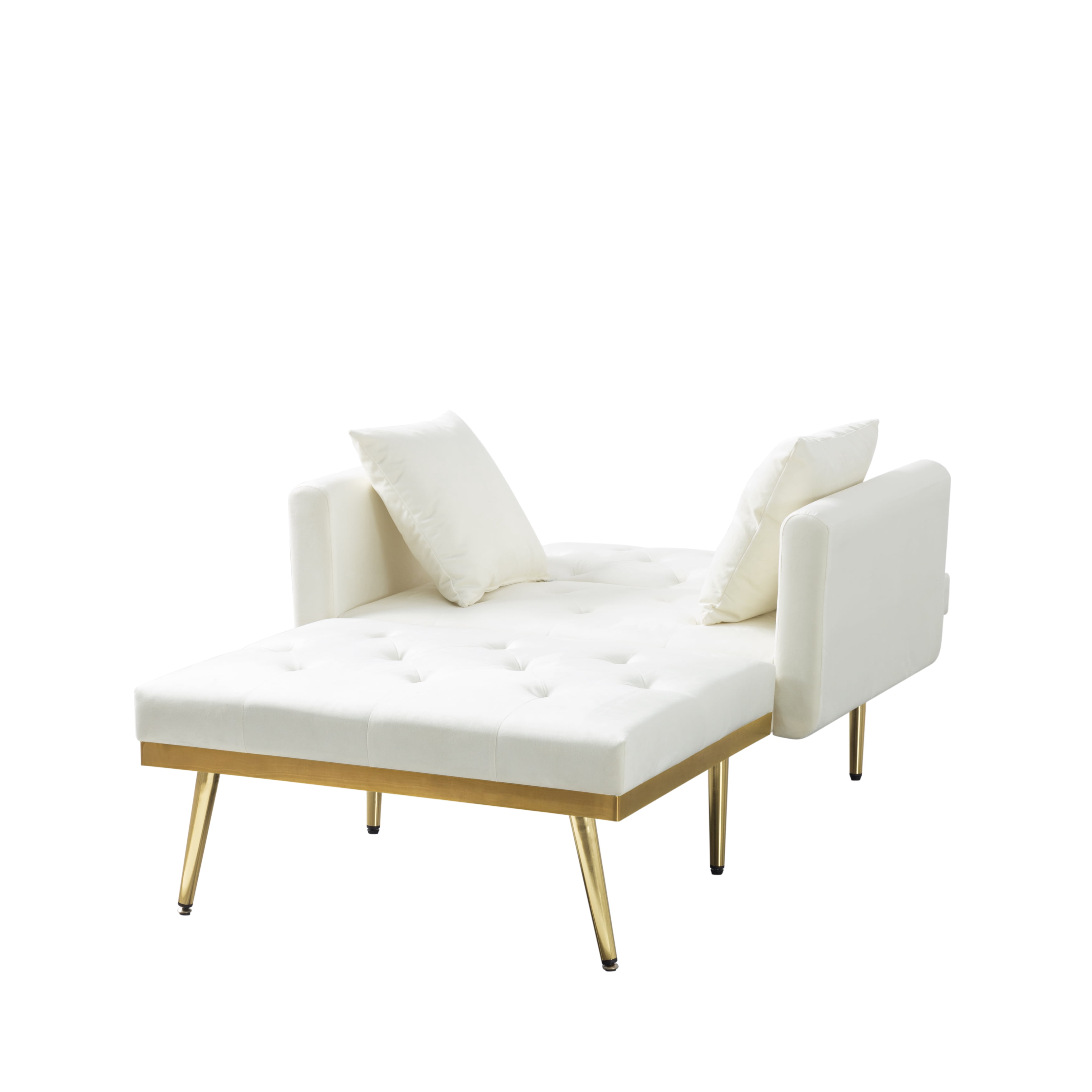 BSHTI Chaise Lounge,Convertible Chaise Futon Sofa Bed Upholstered Chaise Lounge for Livingroom(Beige)