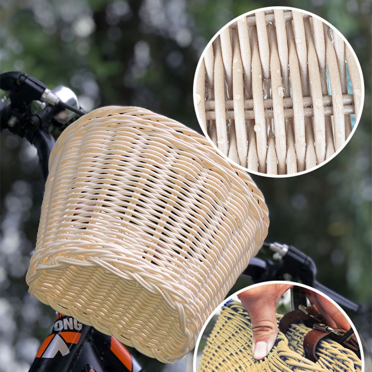Kids Children's Rattan Bicycle Bike Front Basket Leather Strap Shopping Storage Kids Children's Rattan Bicycle Bike Front Basket Leather Strap Shopping Storage