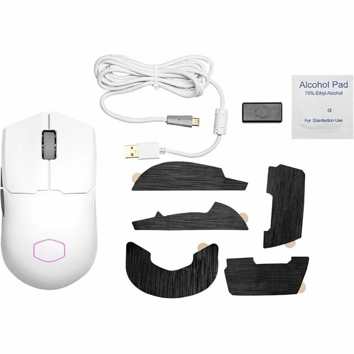 Cooler Master MM712 Gaming Mouse - Optical - Cable/Wireless - Bluetooth - 2.40 GHz - Rechargeable - White - 19000 dpi - 6 Button(s) - Right-handed