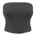 thumbnail image 1 of ShezPretty Womens Fitted Solid Cotton Spandex Layered Crop Tube Top (Medium, Charcoal Grey), 1 of 4