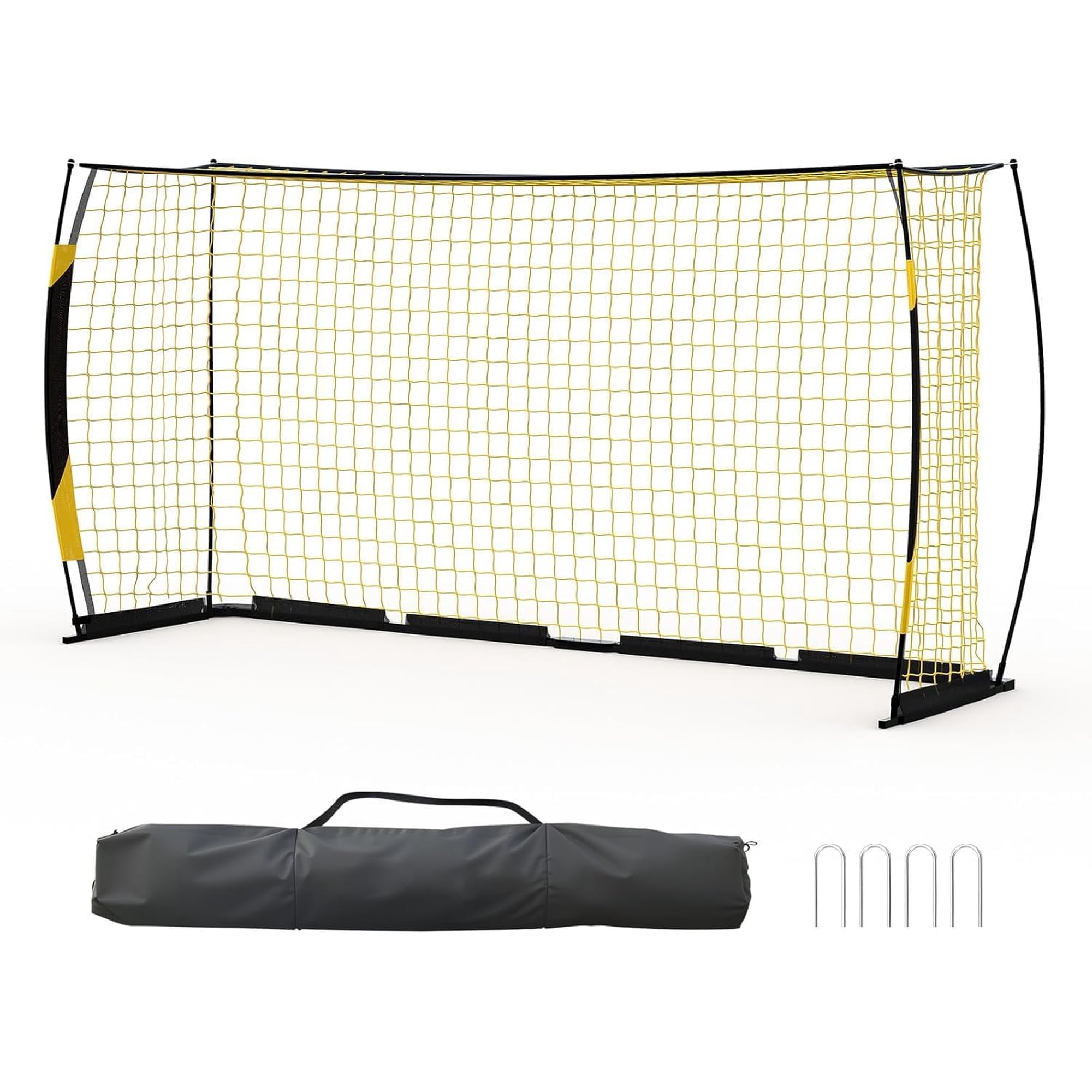 Portable Soccer Goal Set - Includes 12 x 6 FT and 6 x 4 FT Goals with Ball Cones Pump Metal Frame Carry Bag and Ground Stakes