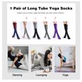 thumbnail image 2 of Tignapoo Women's Winter Over-the-Knee Yoga Socks - Soft & Insulating, Elastic Shaping, Anti-Slip Sole, Light Grey Striped Design, One Size Fits All, 2 of 6