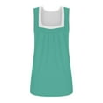 thumbnail image 4 of CLOISE Tank Top for Women and Teens Green Summer Square Neckline Loose Casual T Shirts Fashion Comfy Sleeveless Solid Fold Pleated Breathable Soft Blouse 3XL, 4 of 5