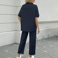 thumbnail image 5 of Enjoytime Women Two Piece Outfits Sets Casual Short Sleeve Tops and Wide Leg Long Pants Matching Loungewear Navy XL, 5 of 8