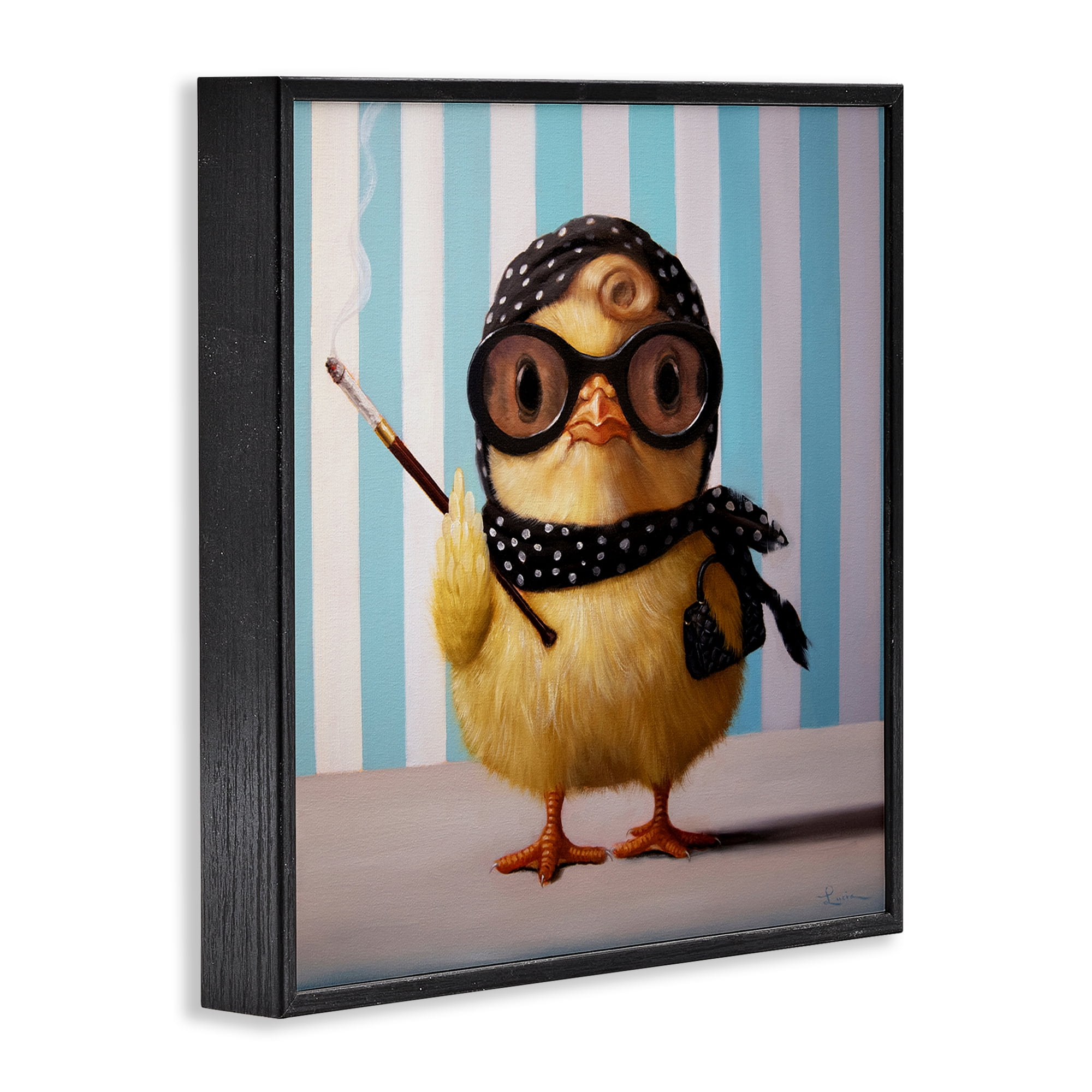 Stupell Industries Audrey Henburn Famous Chick Black Framed Giclee Art, design by Lucia Heffernan