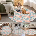 thumbnail image 5 of Teal Orange Large Round Rug 8 FT, Non Slip Living Room Area Carpet, Modern Tie Dyeing Contemporary Abstract Art Washable Soft Circle Rug Non-Shedding Floor Carpet for Bedroom Office Dining Room, 5 of 9