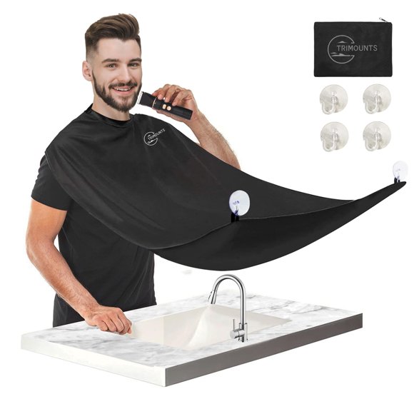 Delantal con babero para barba para hombres, recogedor de pelo para barba para fregadero, capa para barba antiadherente, 1 tamaño, se adapta a todos los accesorios de aseo, regalo para papá o esposo (