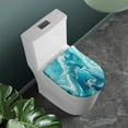 thumbnail image 2 of ZIATUBLES Toilet Lid Cover Durable Elastic Edges Toilet Bowl Lid Cover Washable Reusable Toilet Seat Lid Cover Universal Fit for Round Oval Elongated Lids for Bathroom Decor, Blue White Marble, 2 of 6