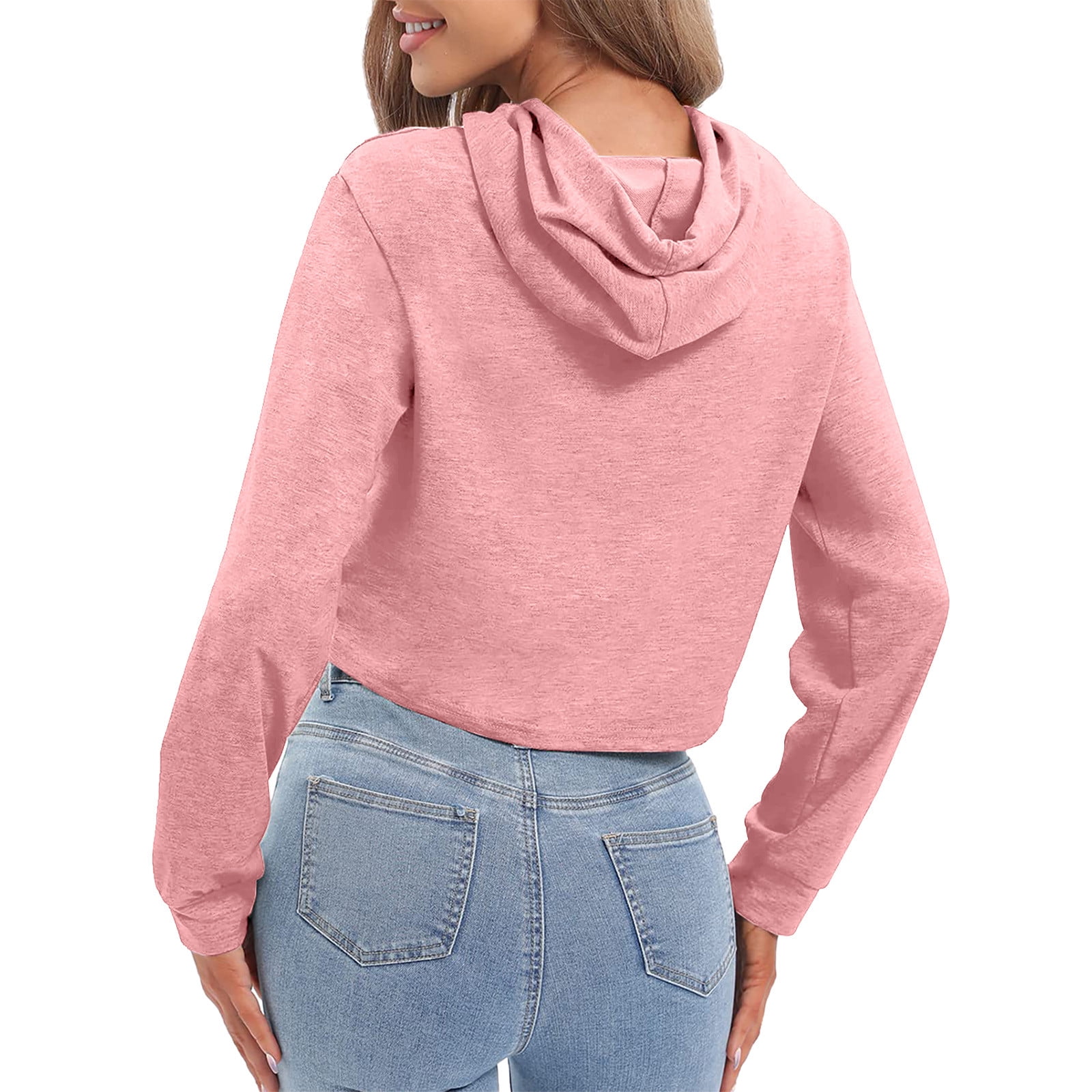 JWZUY Women's Cropped Hoodie Casual Workout Crop Sweatshirt