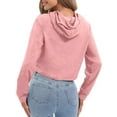 thumbnail image 4 of QUINDOS Womens Hoodies Pullover Cropped Womens Sweatshirts Clearance Casual Plain Long Sleeve Crew Neck Pullover Tops, 4 of 6