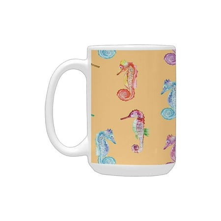 

Animal Decor Pop Art Style Modern Peach Effect Display of Hippocampus in Vivid Ocean Depht Image Mul Ceramic Mug (15 OZ) (Made In USA)