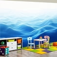 thumbnail image 4 of 100"x144" Wall Mural Peel and Stick Wallpaper Abstract Blue Ocean Waves Flowing Lines Gradient Shades Wall Decor Self Adhesive Removable Wall Stickers for Bedroom Living Room, 4 of 7