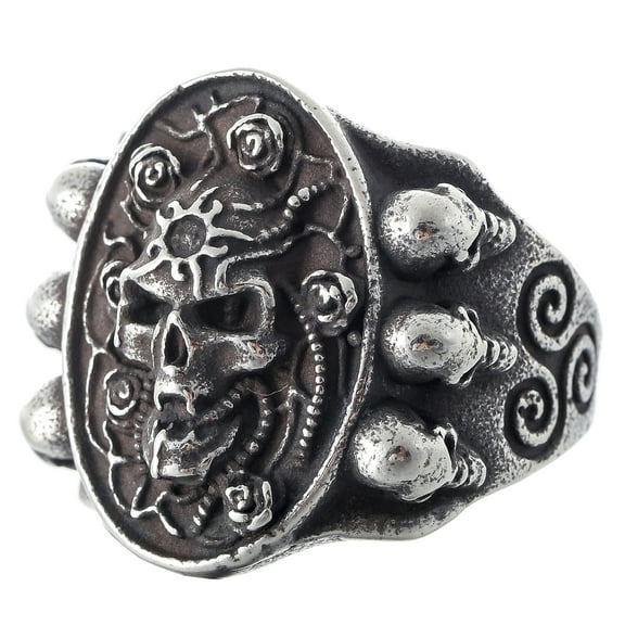 ZMY Home Stainless Steel Skull Ring Voodoo Witch Death Skull Ring (11)