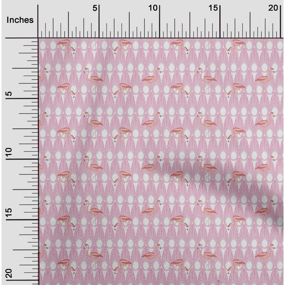 oneOone Cotton Cambric Fabric Geometric & Flamingo Bird Print Fabric by Yard 56 Inch Wide