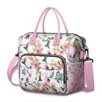 Pioneer Flower Floral Print Pattern Womens Lunch Box for Work,Insulated Large Lunch Bag for Tween and Teen,Loncheras Para Mujer,Leakproof Adult Lunch Bag for Work,Beach,Travel,Picnic,Camping