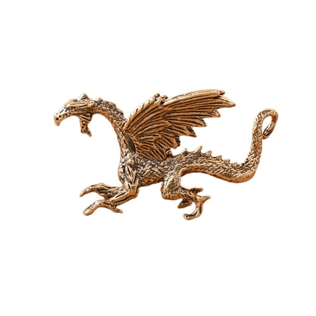 ShinYu Adorno de Dragón de Fuego de Latón Antiguo de Gran Tamaño para Ver Mascotas de Té, Dragones Diablos Grandes, Pequeñas Artesanías de Bronce, Decoración