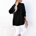 thumbnail image 4 of Linen Shirts for Women Summer Tops Casual Gauze Button Neck Long Sleeve Oversized Blouses Tops Lightweight Loose V Neck Pullover Shirts Black M, 4 of 6