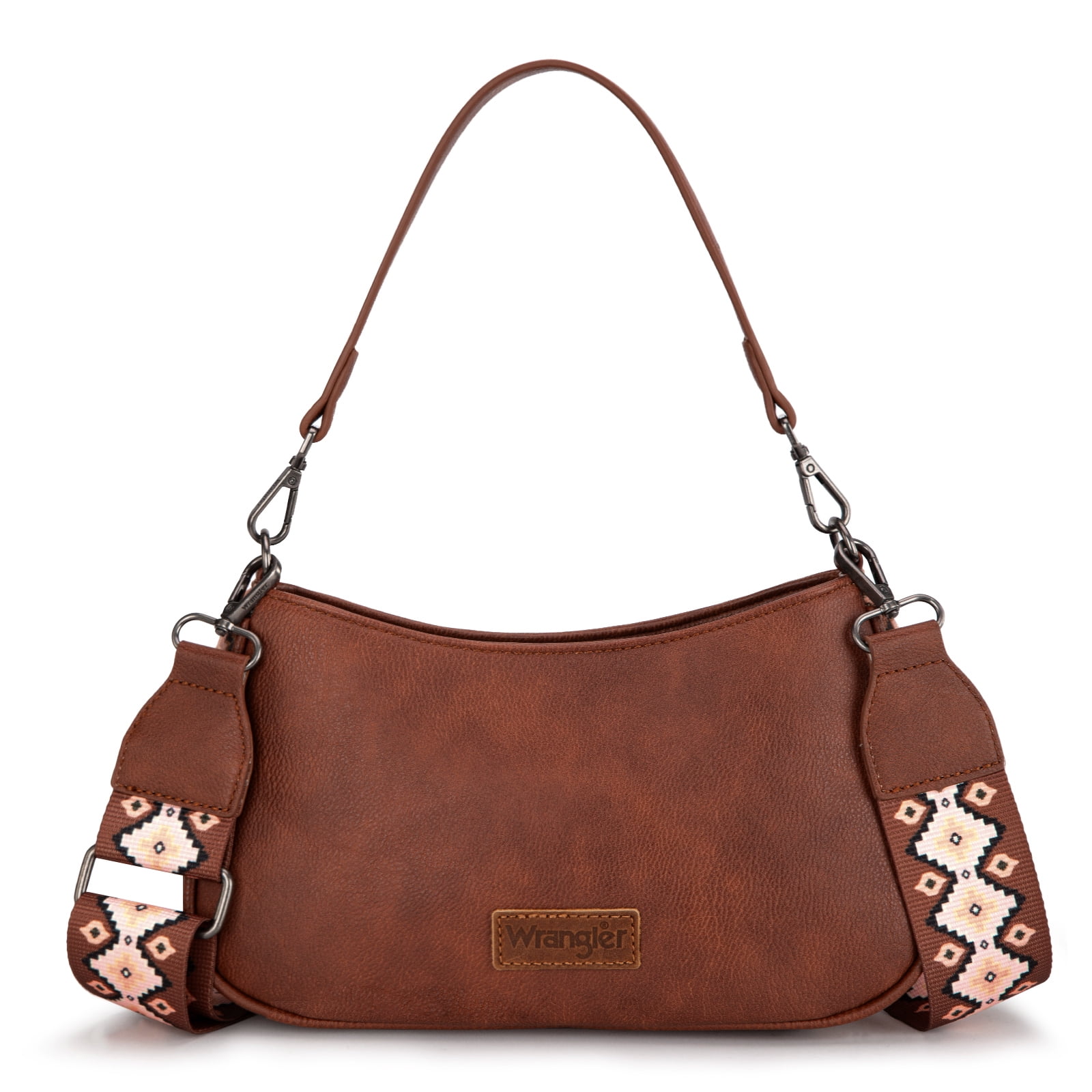 Wrangler Hobo Purse for Women Shoulder Purses Bag with Detachable Strap, Dark Brown