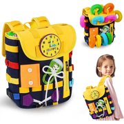 CJUAN Toddler Backpack with Learning Activity Toys Learn to Tie Shoes Backpack Children's Travel Toy Gift for Toddlers and Preschool Kids