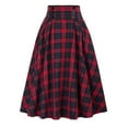 thumbnail image 6 of Gyexs Plaid Skirts for Women Christmas Elastic High Waist A line Pleated Long Skirt Spring Fall Winter, Red & Size M, 6 of 6