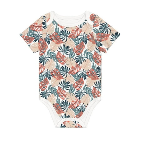 

Coaee Tropical Leaves for Soft Cotton Baby Short-Sleeve Bodysuit Baby Girls Boys Bodysuit Romper