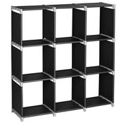 FAFIAR 9-Cube Closet Organizer Storage Shelves Bookshelf Steel Tube Black 9-Position