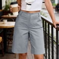 thumbnail image 5 of SwiftWear Women's Bermuda Shorts High Waisted Stretch Elastic Waist Pockets Knee Length Work Casual Dressy Summer Trousers for Office Daily, 5 of 9