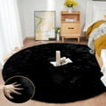 thumbnail image 2 of ORINOVA Washable Faux Shaggy Fur Round Area Rugs 6ft Rug For Living Room Black Fluffy Rug For Bedroom Boho Circle Rug Teen Room Home D?cor, 2 of 10