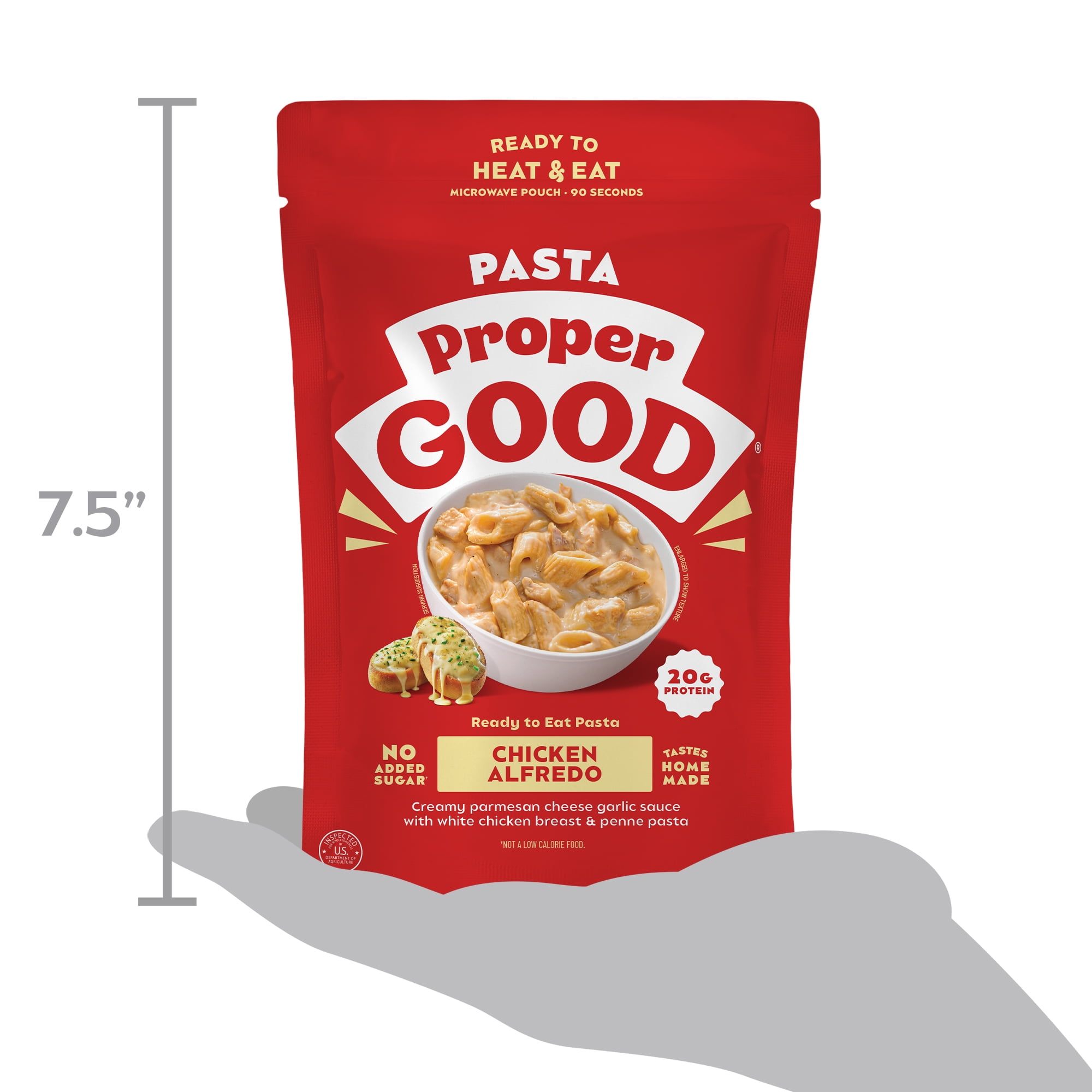 (6 pack) Proper Good Chicken Alfredo Pasta, Ready in 90 Seconds, Shelf Stable Meal, 10 oz