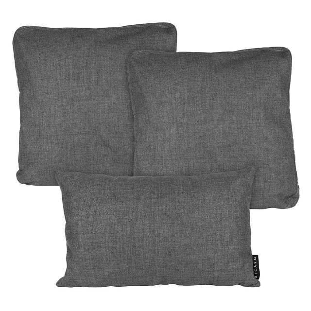 Set de 3 Cojines (1 Rectangular y 2 Cuadrados Grandes) Belucci Steel Gris Oscuro