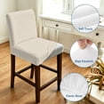thumbnail image 4 of White Swan Bar Stool Cover Set of 2, Farmhouse Solid Beige Color Modern Art Stretch Bar Chair Cover, Removable Washable Pub Counter Stool Chair Slipcover for Kitchen Dining Room Pub Cafe, 4 of 9