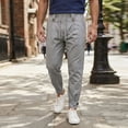 thumbnail image 4 of LIaqionyy Men's Pants Lightweight Drawstring Elastic Waist Straight Leg Casual Fashion Trousers with Pockets, 4 of 8