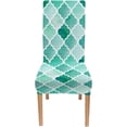 thumbnail image 5 of Ocean Green and White Dining Chair Slipcovers Removable Set of 6 Modern Stylish Decorative Chair Covers for Office Kitchen Dining Room, 5 of 5