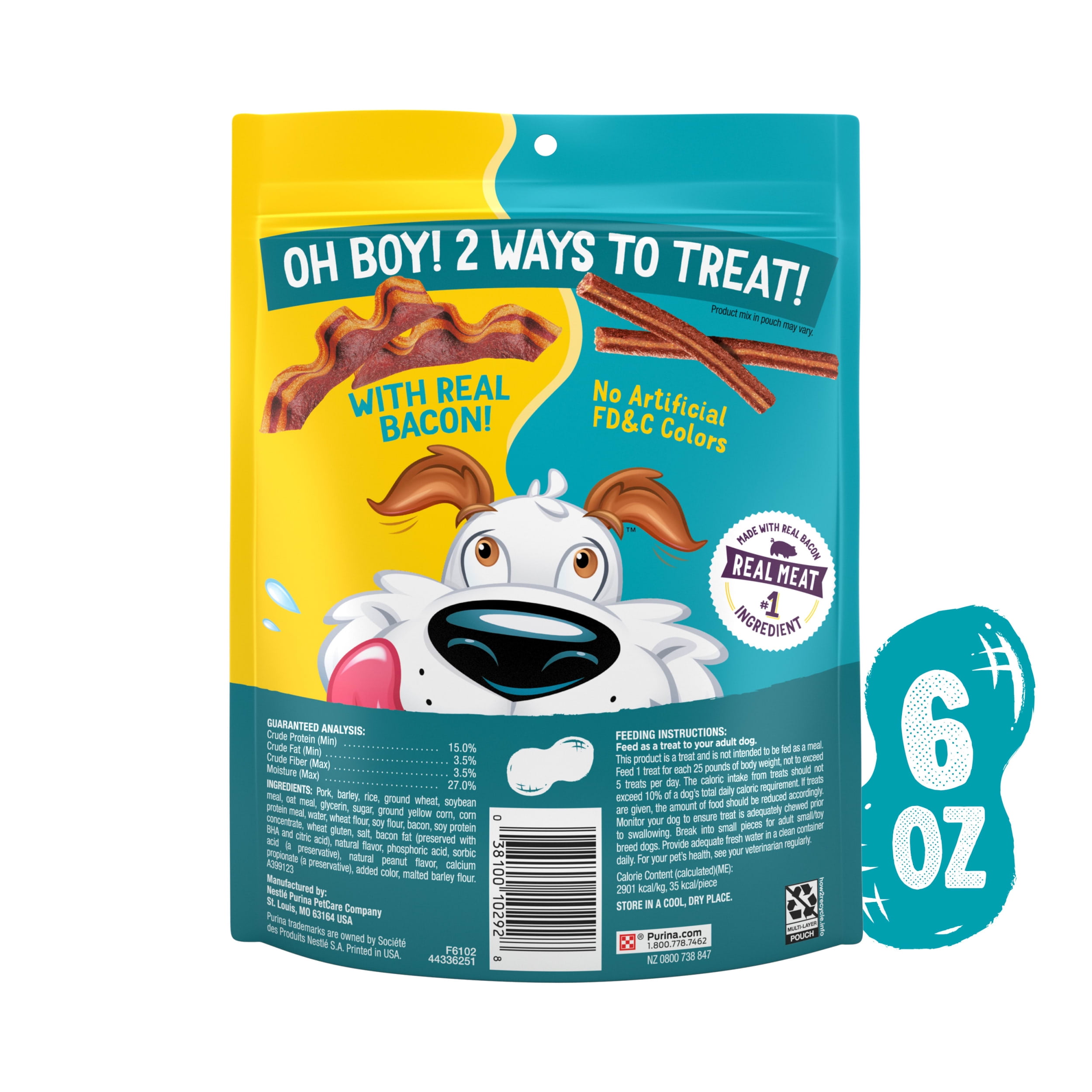 (6 pack) Purina Beggin' Sticks & Flavor Stix Dog Treats with Bacon & Peanut Butter Tender Chews, 6 oz Pouch