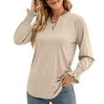 thumbnail image 4 of Tops Casuales Para Mujer, Puños Con Volantes, Manga Larga, Color Puro, Blusa Con Cuello En V, Ligera, Cómoda Para Dama, Para La Oficina, Para La Playa ACTIVE Cocina, Decoración y Otros, 4 of 5