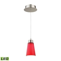 LCA501-11-16M-Elk Home-Coppa - 6 Inch 5W 1 LED Pendant-Matte Satin Nickel Finish-Red Glass Color